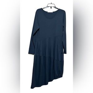 Peruvian Connection Dress Size L Asymmetrical Hem Midi Long Sleeve Pima Model